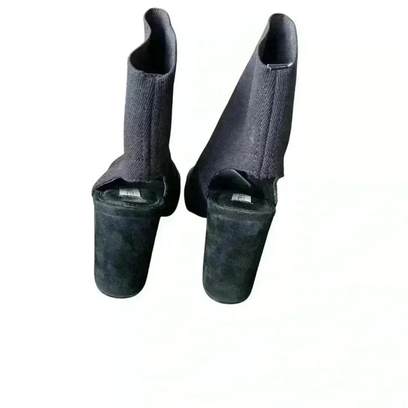 Steve Madden Womens Black Ferris Fabric Peep Toe Ankle Fashion Boots | Size 9.5 - Picture 3 of 5